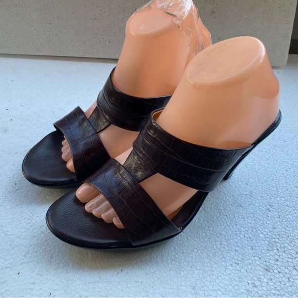 Sofft Women’s Brown Leather Heels Platform Slide Sandals. Size 9.5M - Picture 2 of 14